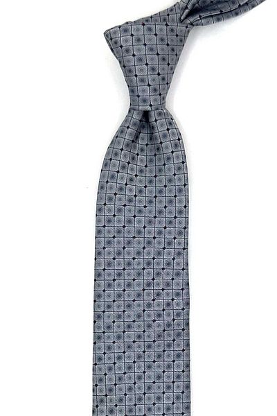 Kravatkolik Gray Square Pattern Slim Tie Sk7979