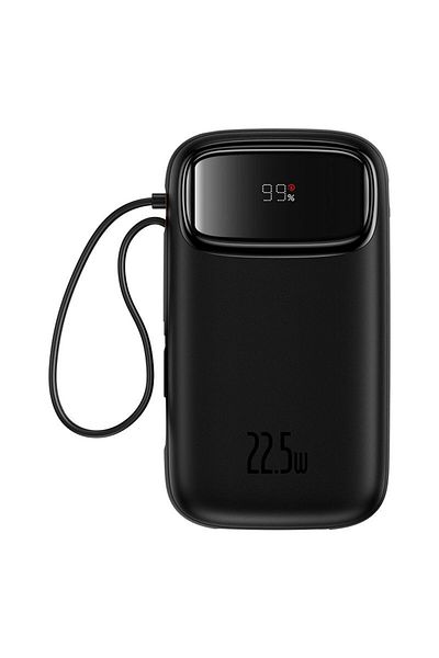 Baseus OS-Baseus Qpow2 Dual-Cable Digital Display Fast Charge Power Bank 20000mAh 22.5W Cluster Black