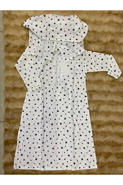 skycott Pratik Fermuarlı Kız Çocuk Namaz Elbisesi Lacivert Yıldız Baskılı Seccade Ve Çantalı Takım 882