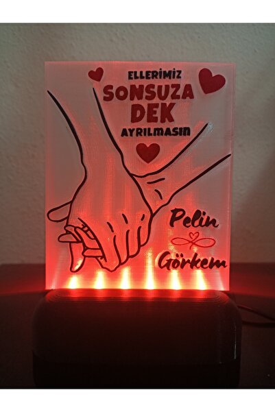 DÖNÜŞÜM ATÖLYESİ Sevgiliye-Eşe Özel Isimli Hediyelik Dekoratif Led Lamba Mode...