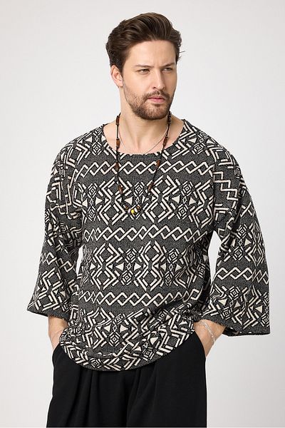 BABBOSS Ethnic Bohemian Poor Sleeve Sweat - Wide Collar