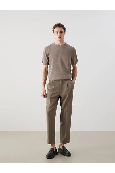 LC Waikiki LCW Vision Beige Rundhalsausschnitt Kurzarm Herren Trikot Pullover