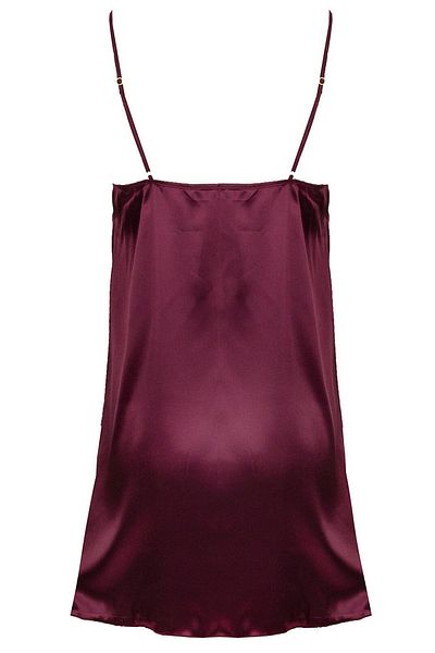 Magic Form Claret Red Women's Strappy Knee-Length Satin Nightgown 87430