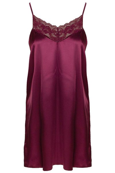 Magic Form Claret Red Women's Strappy Knee-Length Satin Nightgown 87430