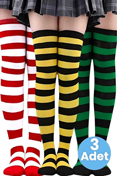 Uniquetrenders Women's Thick Stripe 3-Piece Knee High Socks