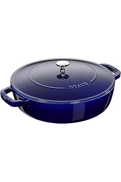 STB Chistera Braisers - 28 cm Blue Cast Pot with Rain Effect Lid
