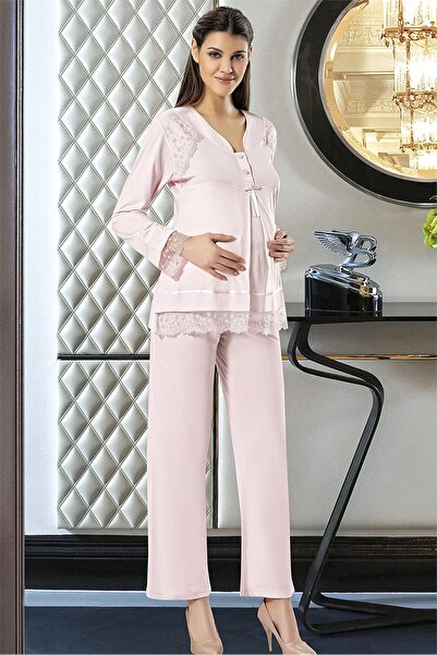 Xses 2180 Жіночий комплект піжами з довгими рукавами для вагітних та породіль...