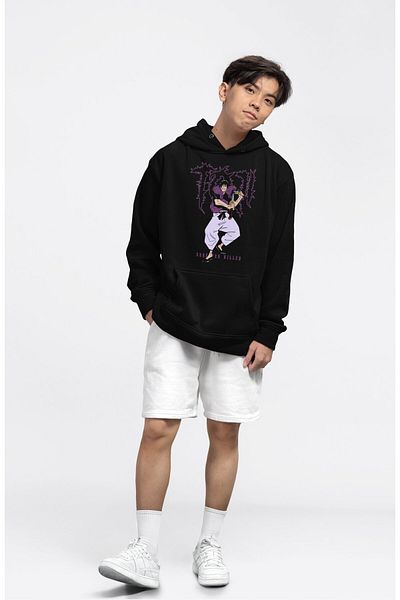 Fuddy Moda Hanorac cu glugă cu imprimeu Jujutsu Kaisen Toji Fushiguro, hanorac cu glugă unisex supradimensionat cu imprimeu anime