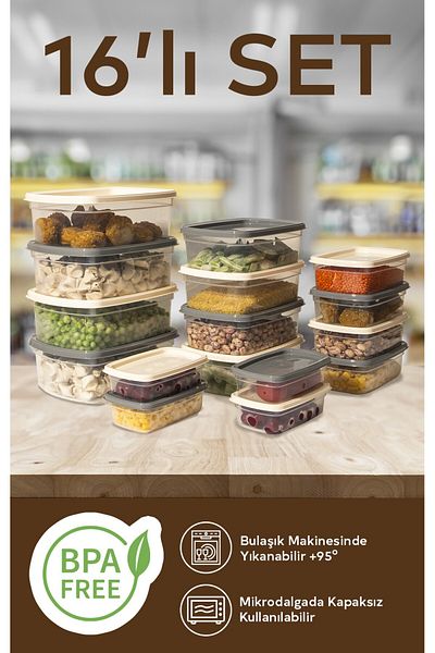 Nesto Home Set of 16 Multi-Purpose Storage Containers Freezer and Microwave Compatible Easy Box 4X1220 4X750 4X430 4X225 ml