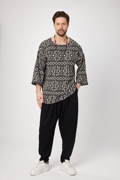 BABBOSS Ethnic Bohemian Poor Sleeve Sweat - Wide Collar
