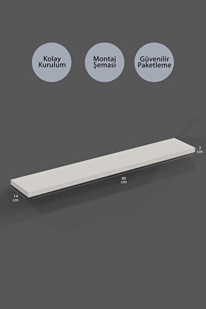 yankı-byeg 80 Cm 2li Mat Beyaz Mdf Uçan Duvar Rafı Gizli Bağlantı Kitaplık