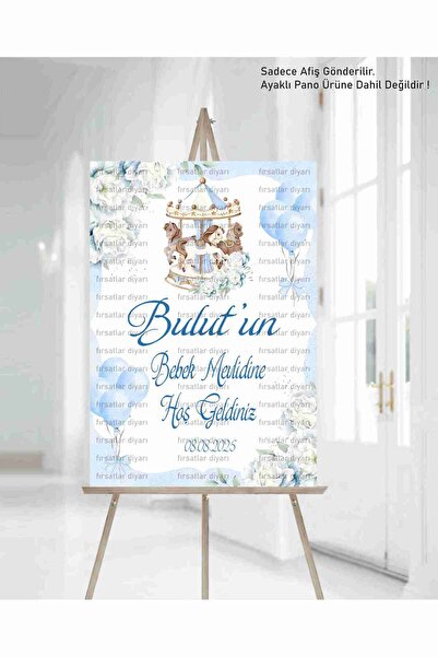 fırsatlar diyarı Kişiye Özel Sünnet - Mevlit - Doğum Günü - Baby Shower Hoşgeldiniz Karşılama Panosu Afişi 33x48 cm