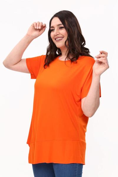 Ebsumu Plus Size Asymmetric Cut Loose Orange Women's Blouse