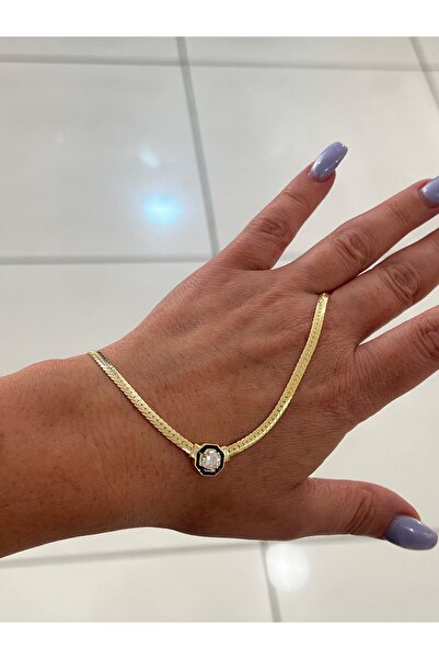 Cansum Silver Serenay Kolye Gold Siyah Çerçeve