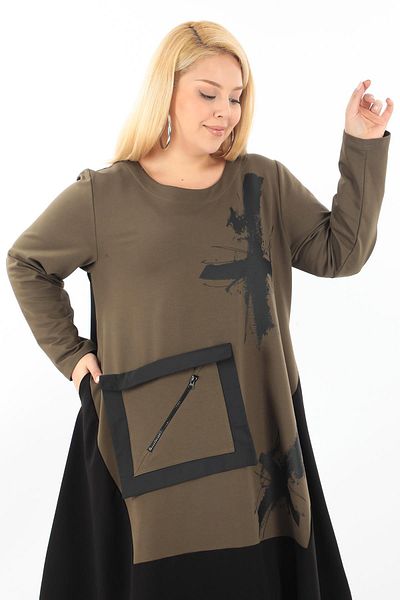 Zedd+ Plus 24679 Model Khaki Dress