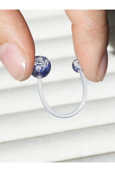 MORNEVA Renkli Top Antialerjik Görünmez Esnek Bioplast Hamile Göbek Belly Piercingi 36mm Bar (1 Adet)