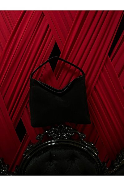 HBS ÇANTA SİYAH DERİ SAPLI SÜET OMUZ GENİŞ ÇANTA