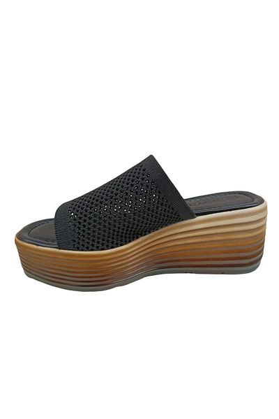 Pierre Cardin 54574 Women's Black Wedge Sole Slippers