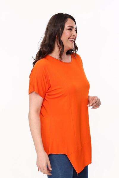 Ebsumu Plus Size Asymmetric Cut Loose Orange Women's Blouse
