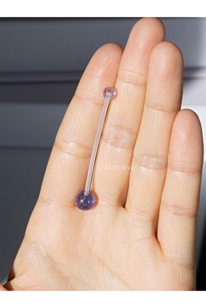 MORNEVA Renkli Top Antialerjik Görünmez Esnek Bioplast Hamile Göbek Belly Piercingi 36mm Bar (1 Adet)