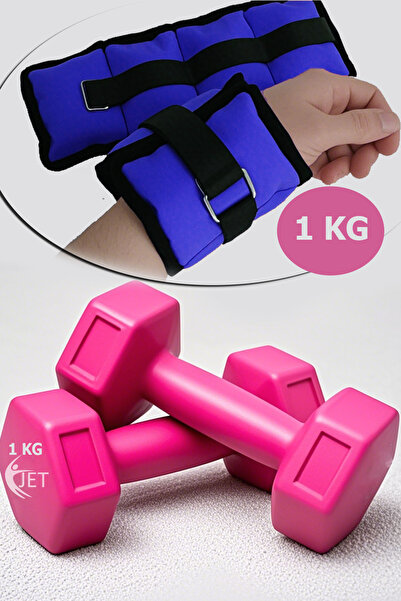 Jet Pungă de nisip albastră de 1 kg pentru mâini și picioare și set de gantere de 1 kg