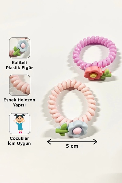 PRVT Set of 2 Pink Flower Detailed Spiral Buckle