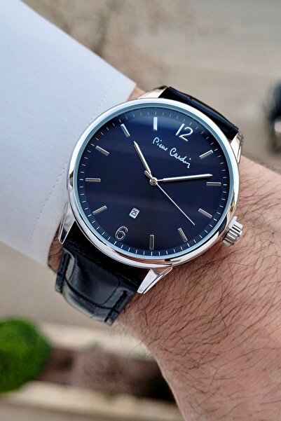 Pierre Cardin Kadranı Lacivert Kordonu Siyah Renk 44 mm Erkek Kol Saati