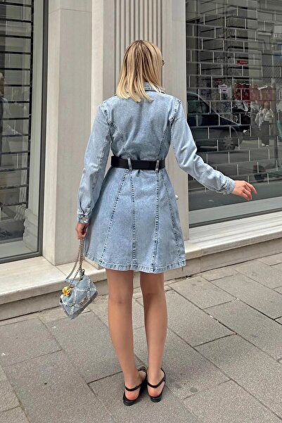 asia denim woman KADIN KOT MİNİ ELBİSE KEMER DETAYLI