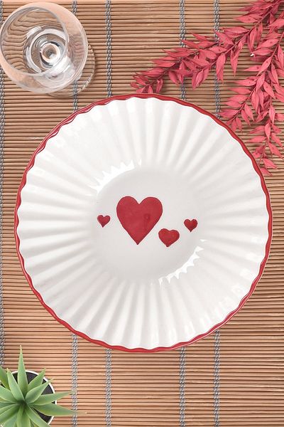 ŞURA MUTFAK Love Series 23X8Cm Heart Patterned Salad Bowl - 1 Piece