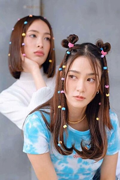 EFLAMEL DESING Rengarenk Saç Örgü Boncuğu Toka Takma Saç Aksesuarı 12 Adet