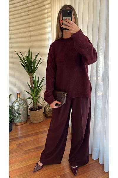 Qu Style Claret Red Sweater