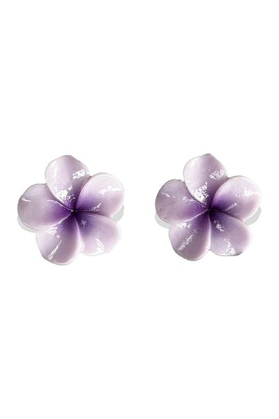 PRVT Lilac Plumeria Lotus Earrings (Pair)