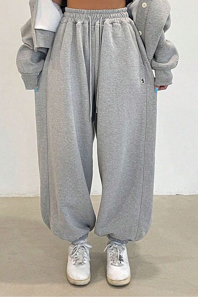Sun Victoria Γυναικεία μαύρη φούτερ Jogger με δύο κλωστές Oversize