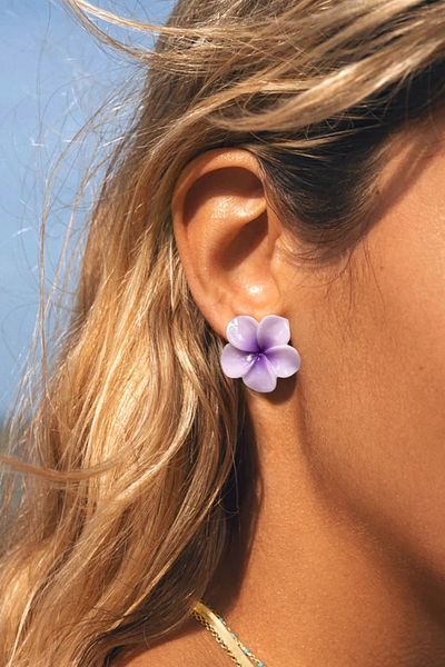 PRVT Lilac Plumeria Lotus Earrings (Pair)