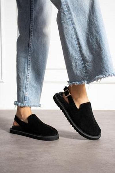 BappaSlipper Genuine Nubuck Leather Sandals-Black