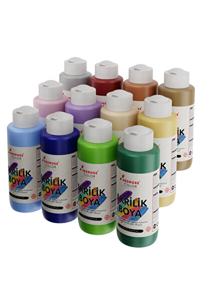 REDROSE COLOR Pastel Renkler Akrilik Boya 12'li Set 12x120ml, Dekoratif Hobi ...