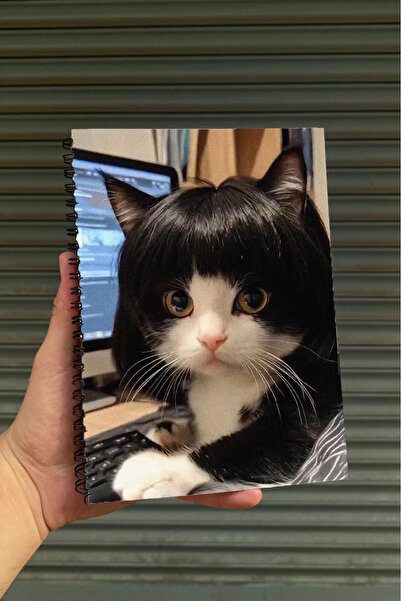 Ludios Aşko Kahküllü Kedi A5 Spiralli A5 Çizgisiz Tuale Kapaklı Hediyelik Def...