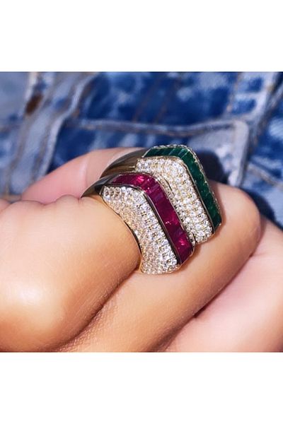 Finery by Nerrs Burgundy Baguet Ring, No Number with You Trick
