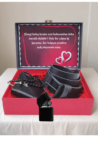 expreshediye Кемер Гаманець Запальничка Сувенірний Комплект Чорний Набір