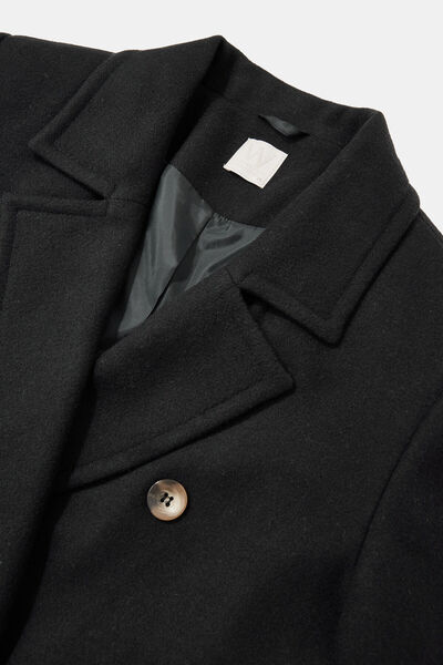 W Collection Black Double Breasted Collar Coat