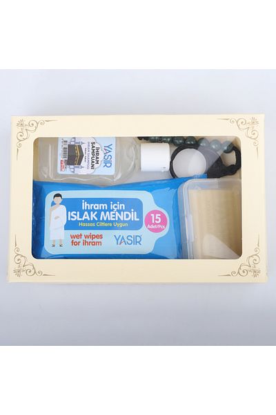 Yasir Hajj Umrah Unscented Set - Wet Wipes, Soap Liquid, Soap Pan and Rosary