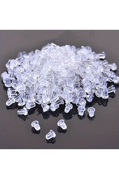 Ervalina 100 Pcs 50 Pairs Earring Piston Earring Back Earring Clear Silicone Plastic Earring Backrest