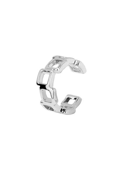 Jaida Moda Silver Zigzag Square Compression Non-Perforated Fake Steel Cartilage Earrings
