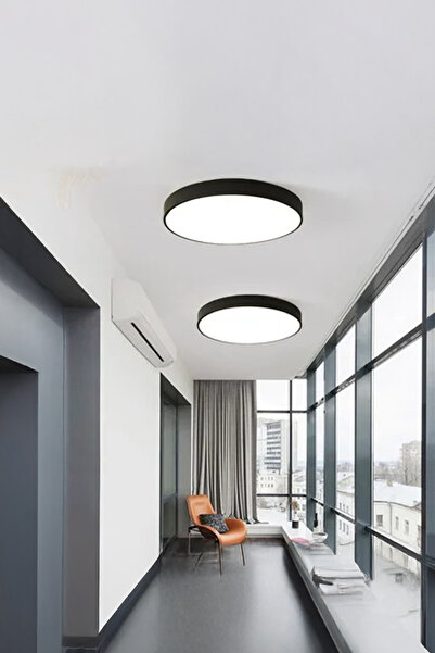 Voxify Siyah Kasa Yuvarlak Sarı Işık Tavana Sıfır Led Armatür Aplik Avize Lambası Aydınlatma Çapında 18w