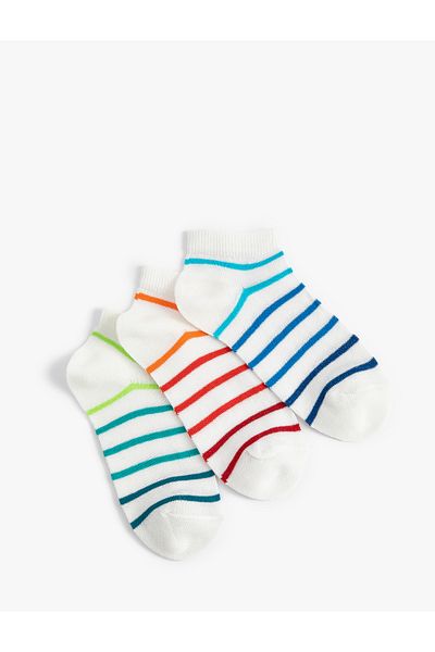 Koton Set de 3 șosete din amestec de bumbac cu dungi multicolore
