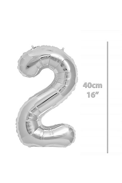 ikm balon Foil Balloon 2 Figures Helium Balloon 40 cm Silver Color - 2 Years Old Balloon - 2 Figures Balloon
