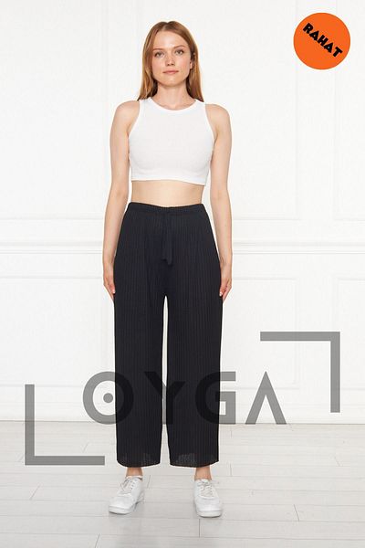 Oyga Women's Trousers Black Ribbed Report Casual Trousers & Tracksuits