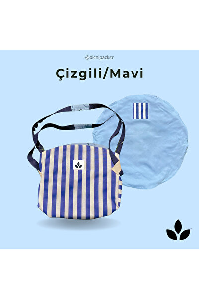 Picnipack ™- Çok Amaçlı Lacivert/mavi Omuz Çantası,su-leke Tutmaz Piknik Örtü...