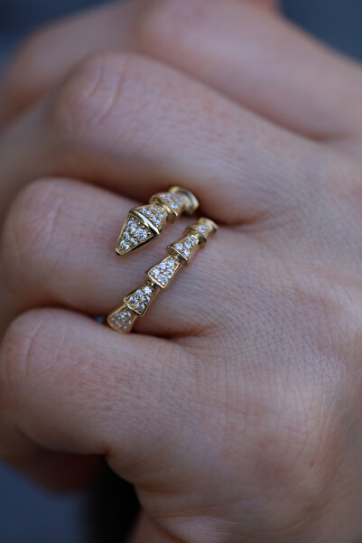 Yenigün Kuyumculuk 14 Ayar Altın Taşlı Yılan Yüzük