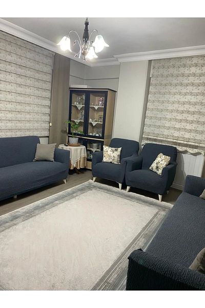 IYDGAH Plain Pattern Jacquard Sofa Cover 3+3+1+1 Elastic Sofa Cover, Sofa Cover Set Anthracite